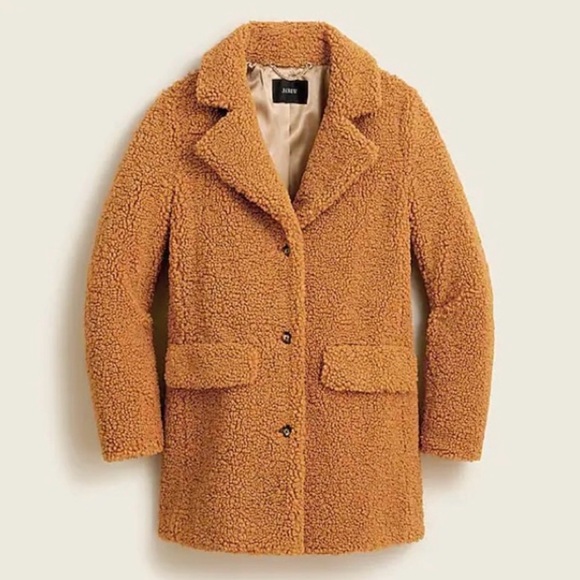J. Crew Jackets & Blazers - J. Crew Tan Teddy Jacket Plush Mid-Length